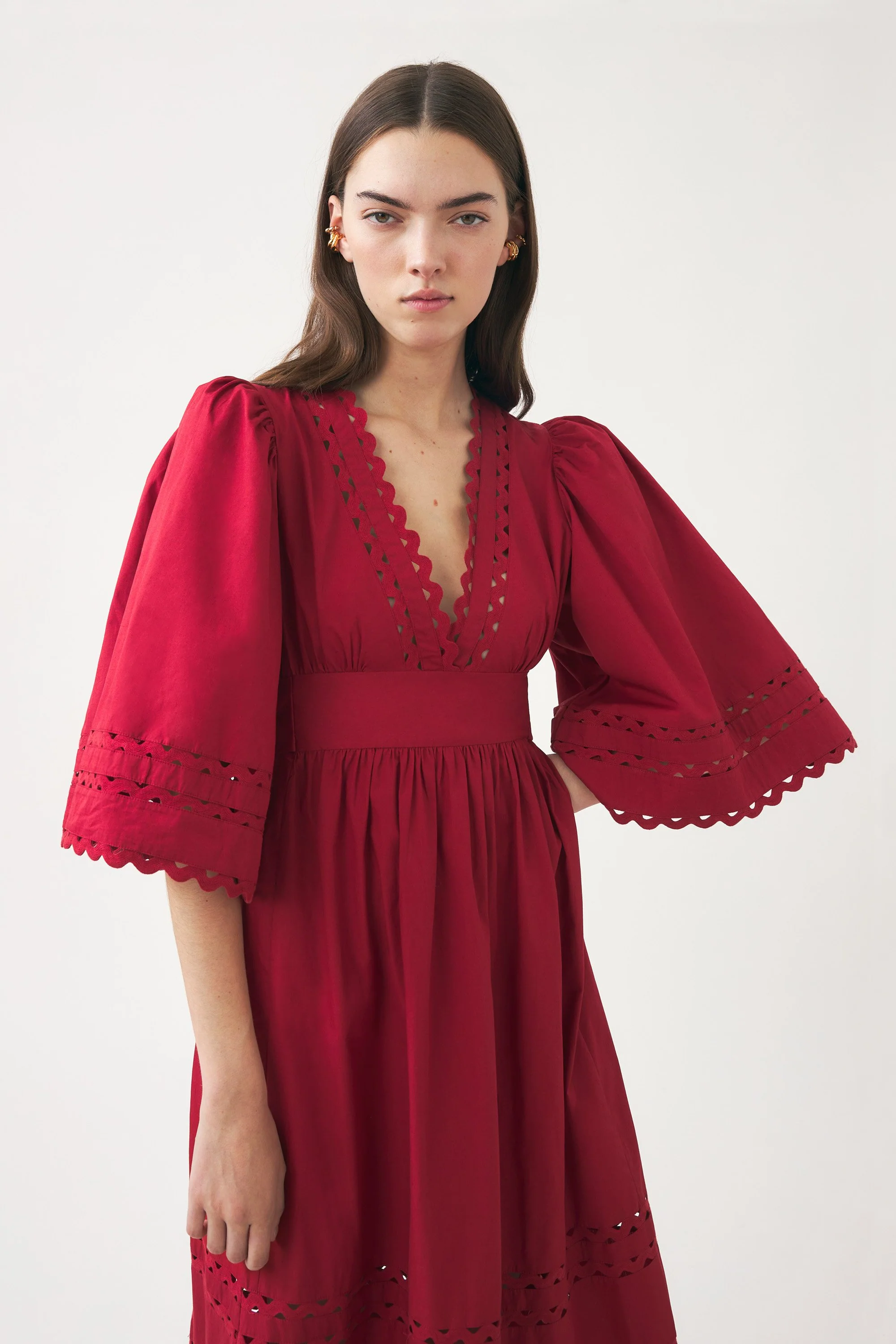 Robe longue ajourée en popeline de coton Rodo - Image 4