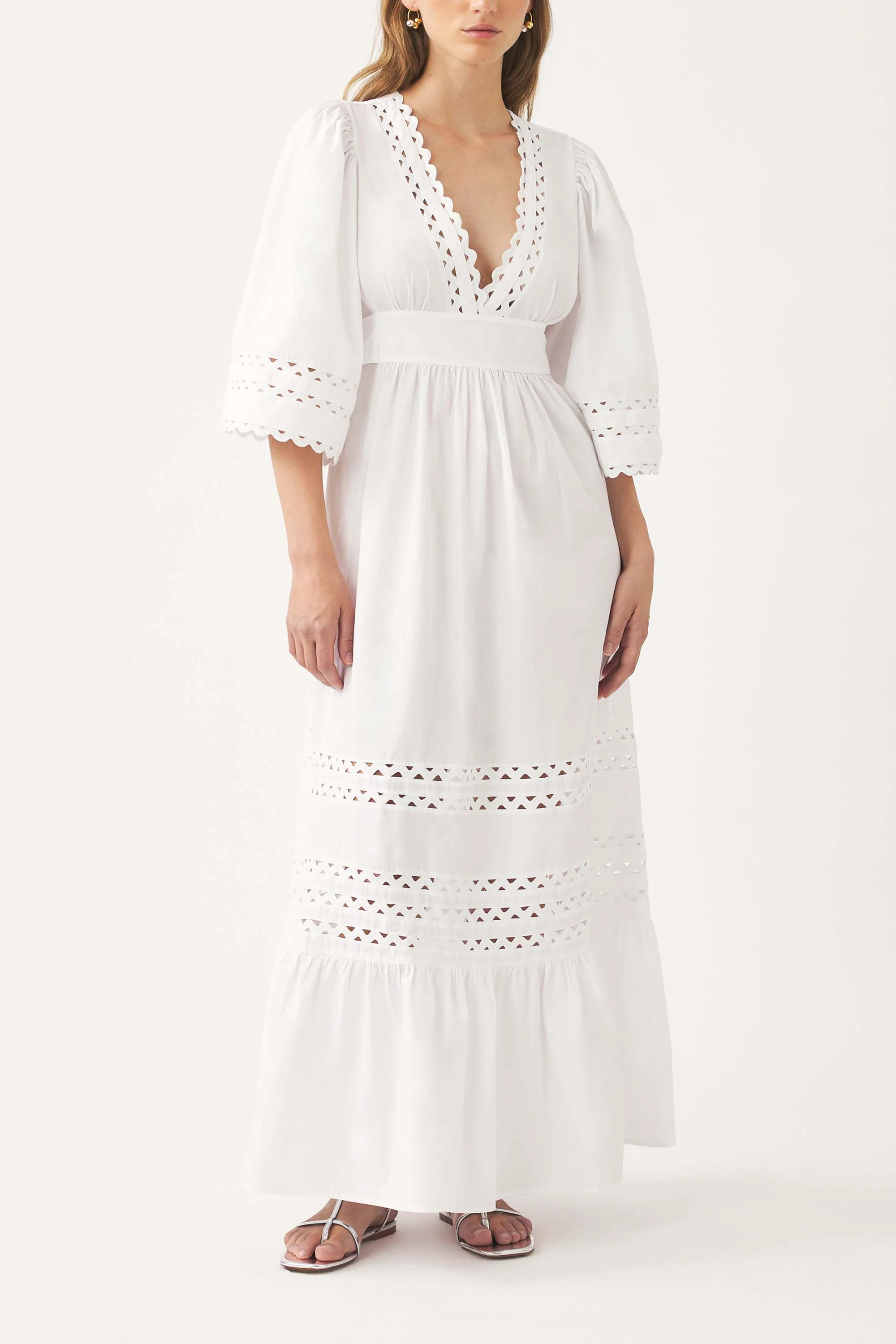 Robe longue ajourée en popeline de coton Rodo