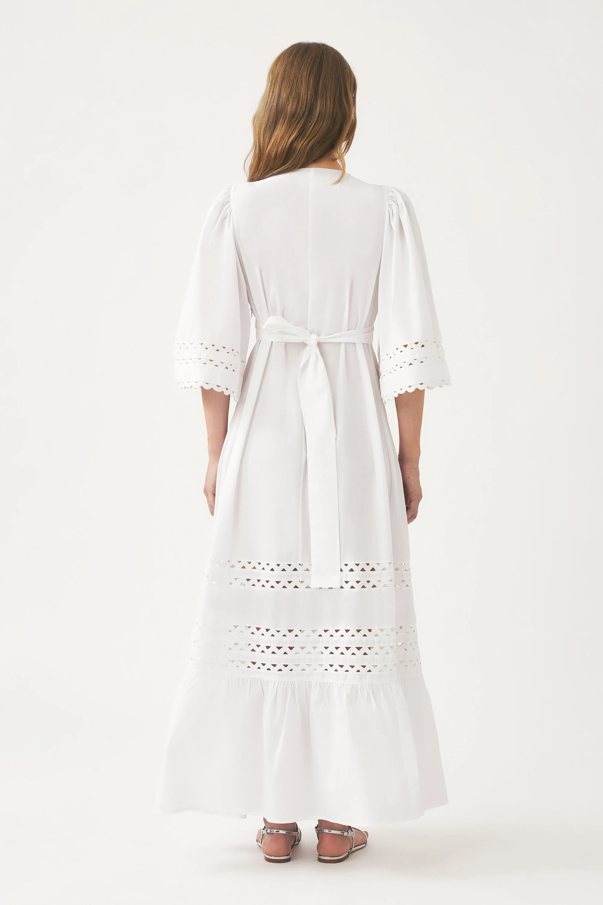 Robe longue ajourée en popeline de coton Rodo - Image 2