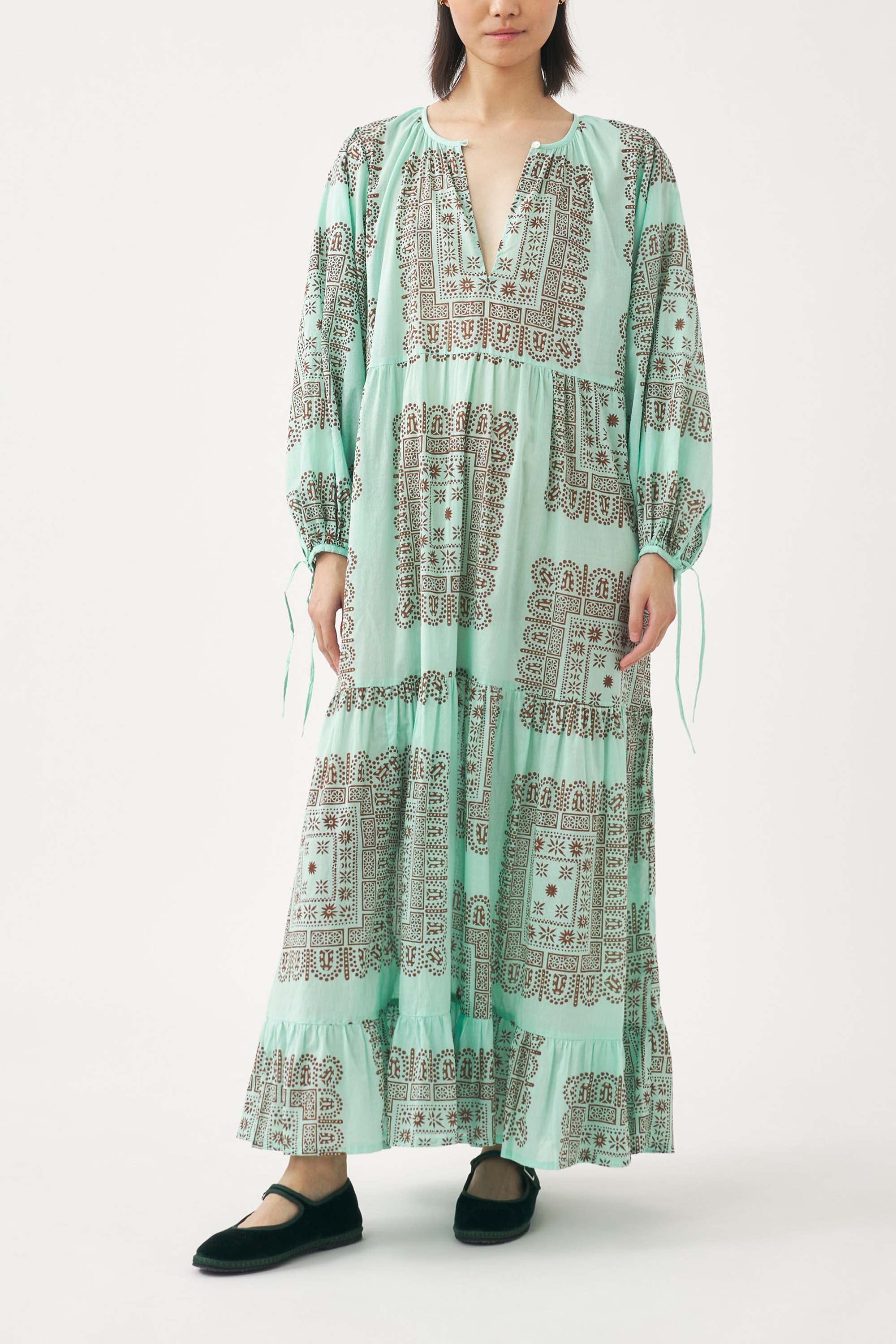Robe longue en voile de coton imprimé Nalii
