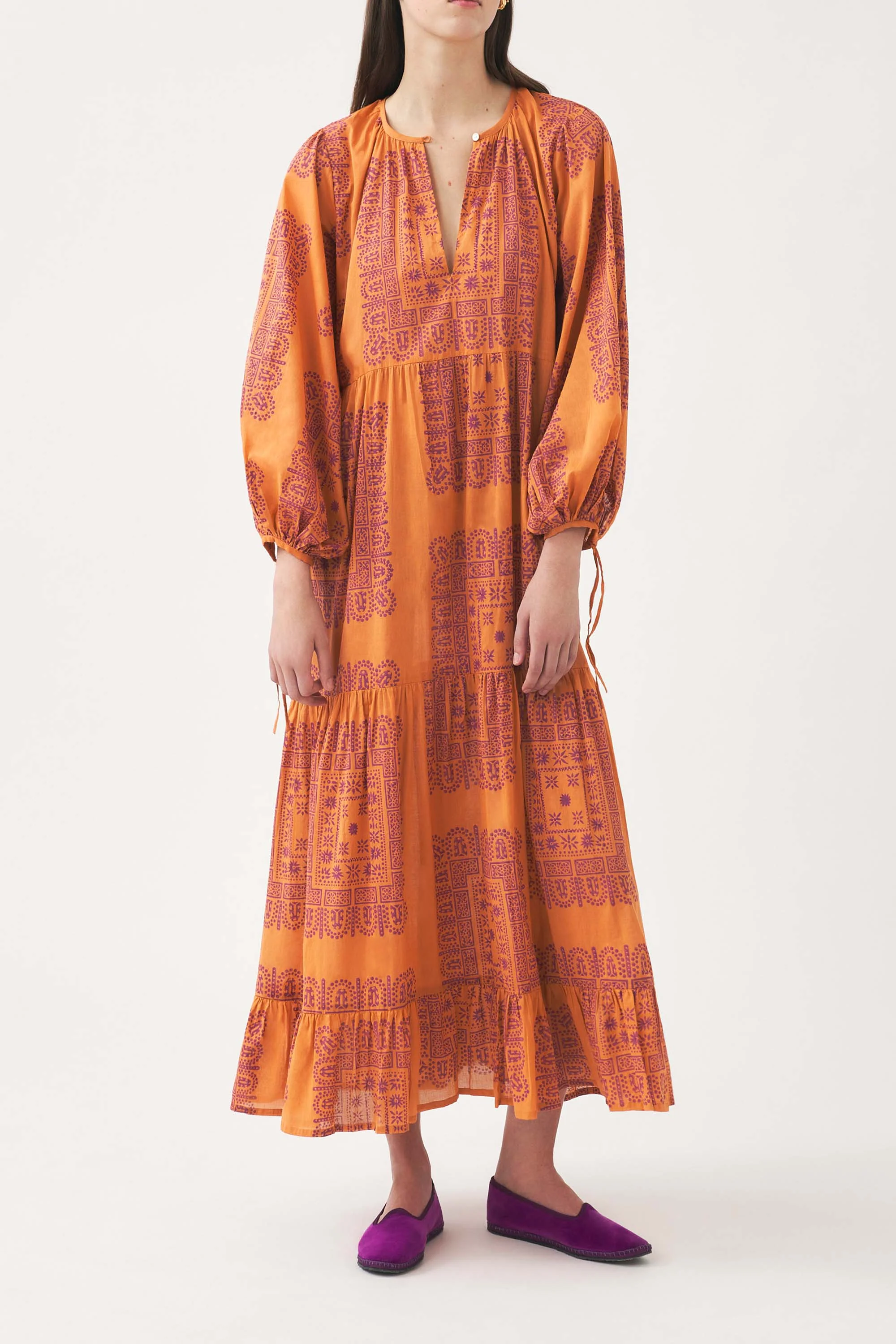 Robe longue en voile de coton imprimé Nalii