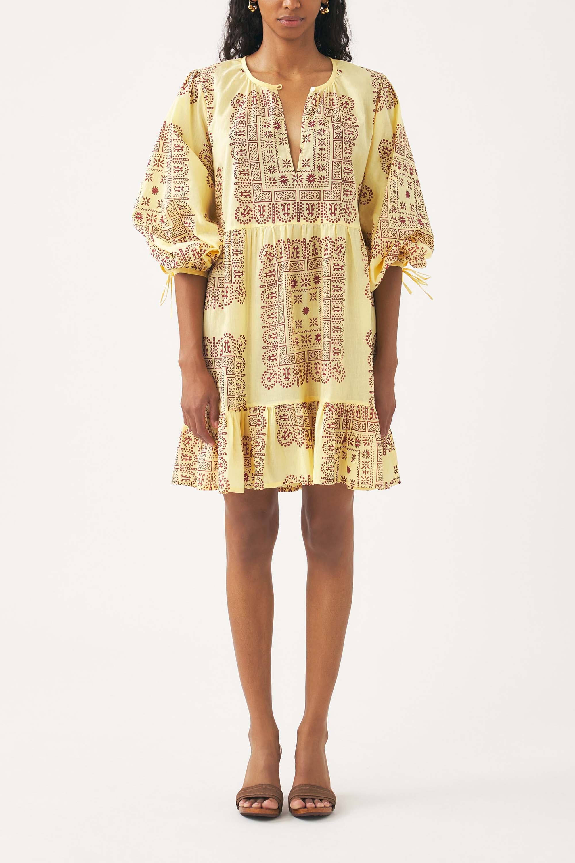 Robe mini en voile de coton imprimé Nalii - Image 3