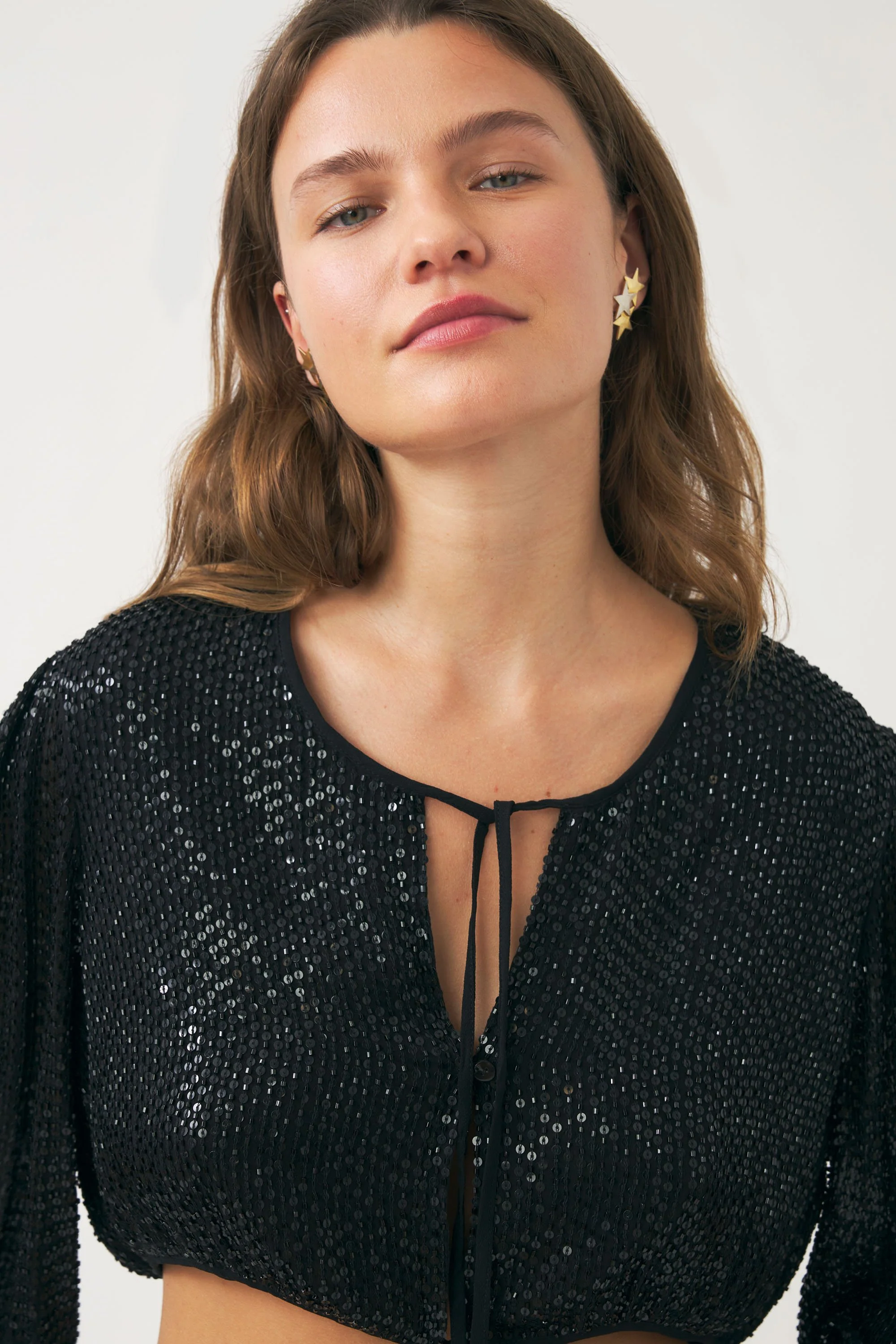 Crop top brodé à la main avec perles Dune - Image 3