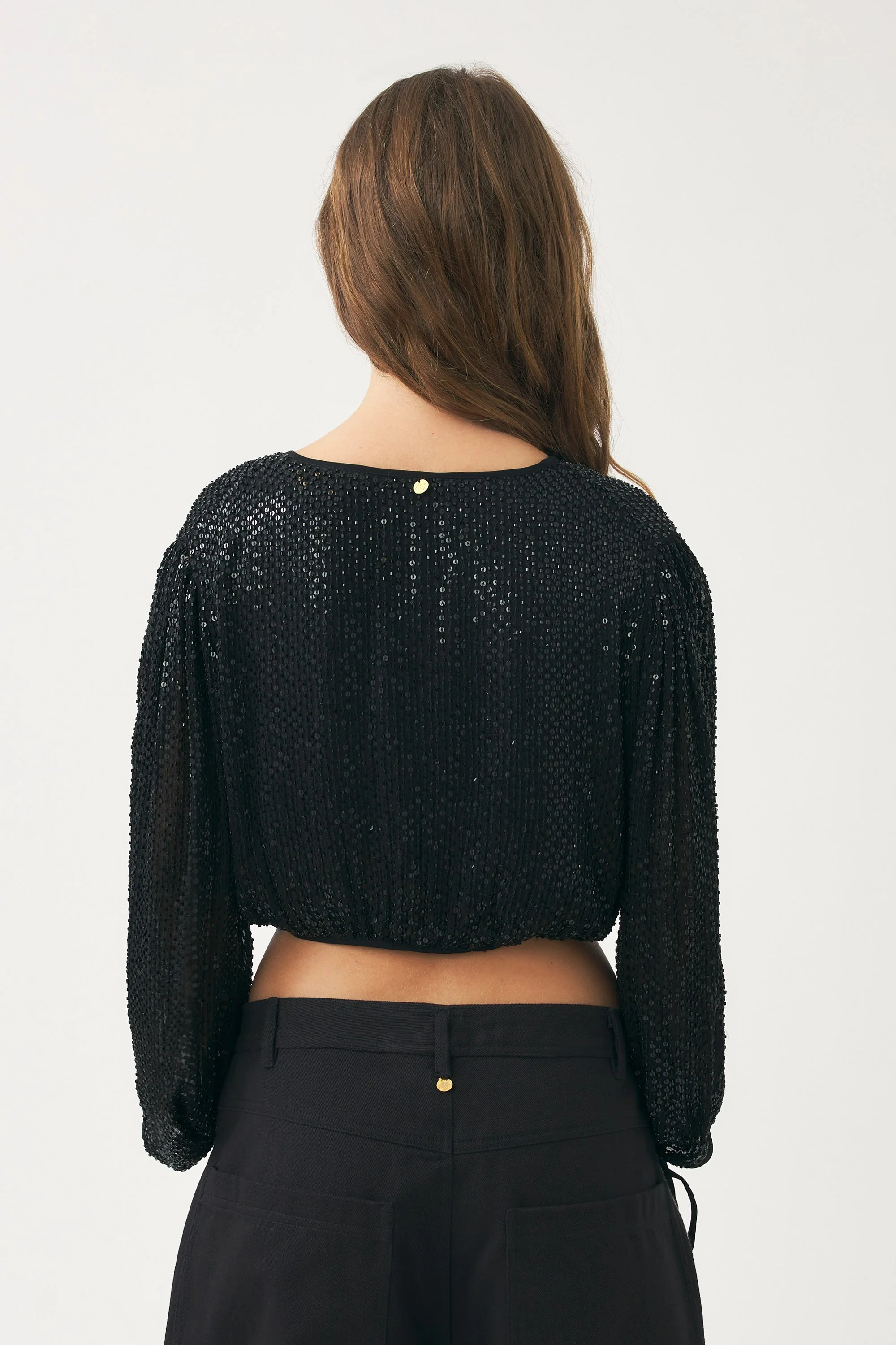 Crop top brodé à la main avec perles Dune - Image 5